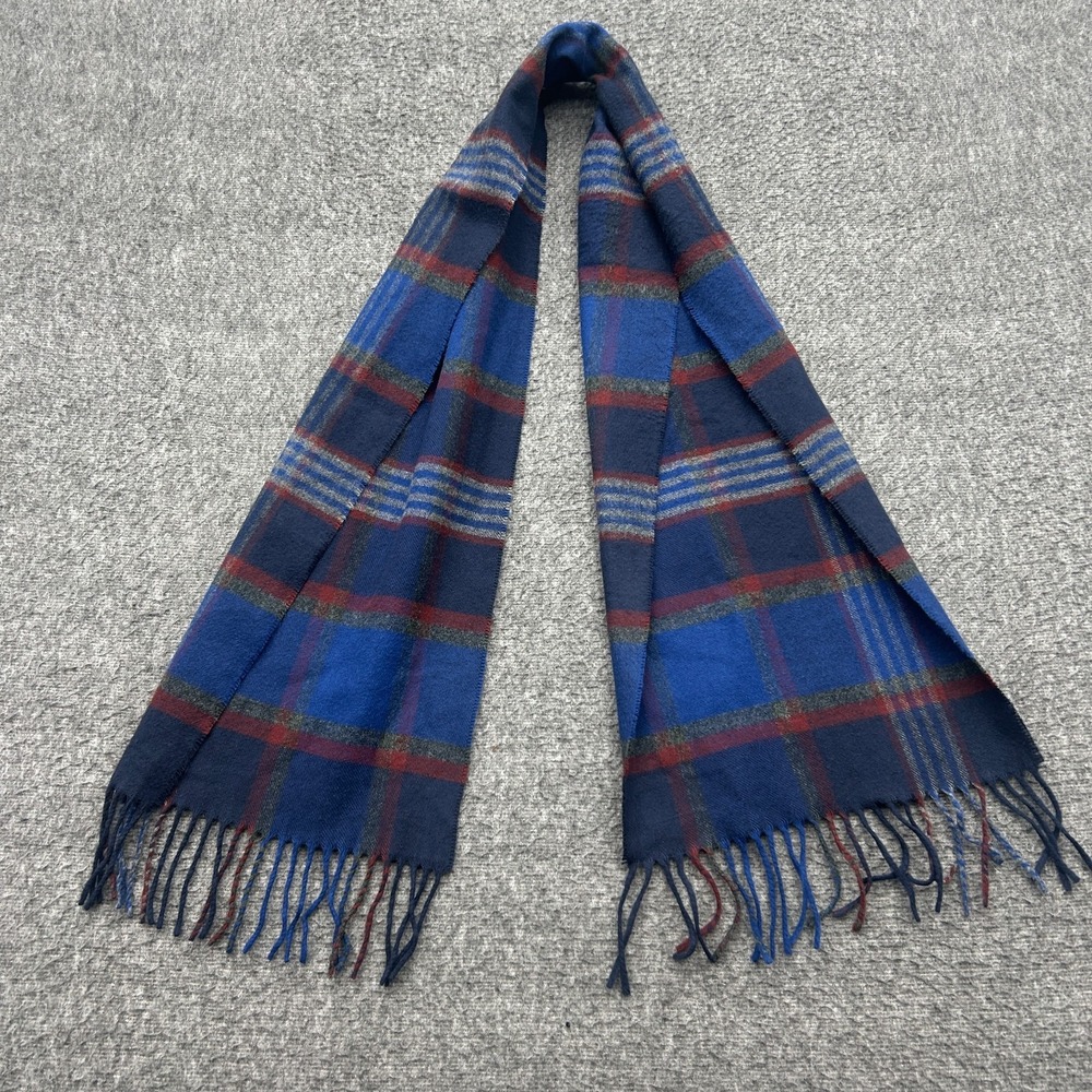 100% Cashmere Scarf Tartan Hand Tailored Neck Scarf Fringe Rectangle Plaid